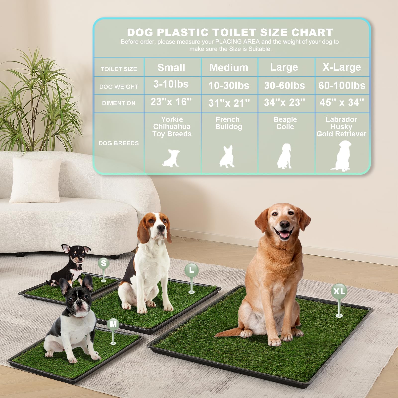 Hq4Us 4Legs Dog Grass Pad With Tray Large 34  23, Dog Potty With Ultra-Absorbent Artificial Grass For Dogs With Hemmed Edge, Pee